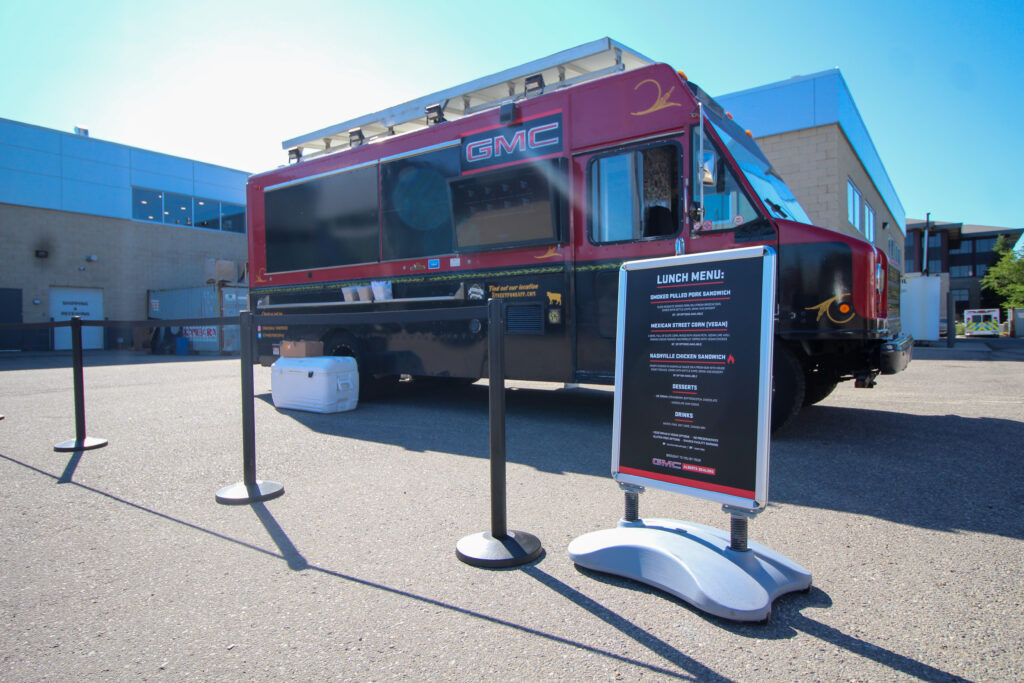portable outdoor menu sign for a Stampede event in Calgary
