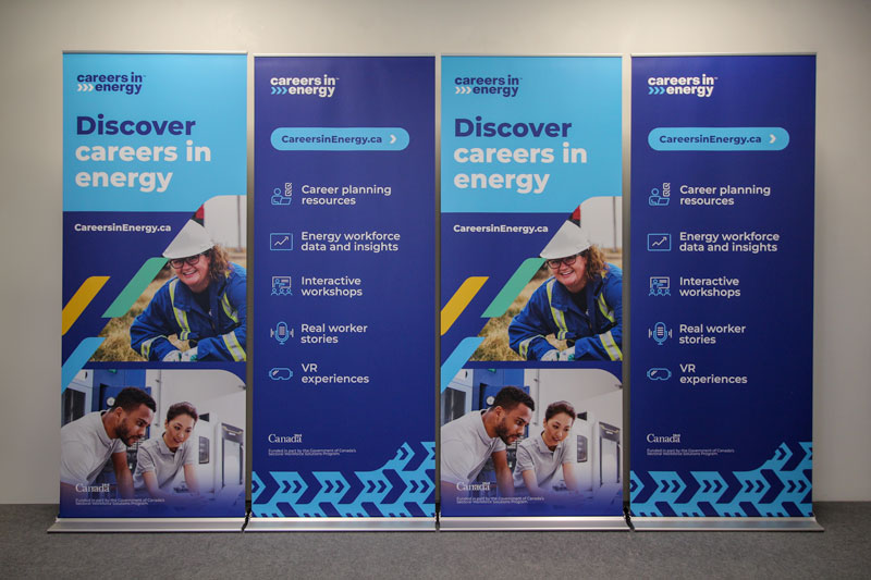 4 retractable banner stands for hiring in the in the Canadian energy sector 