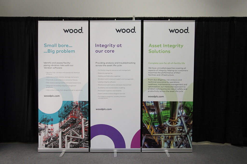 3 portable retractable banner stands for an engineering and project management company in Calgary. 