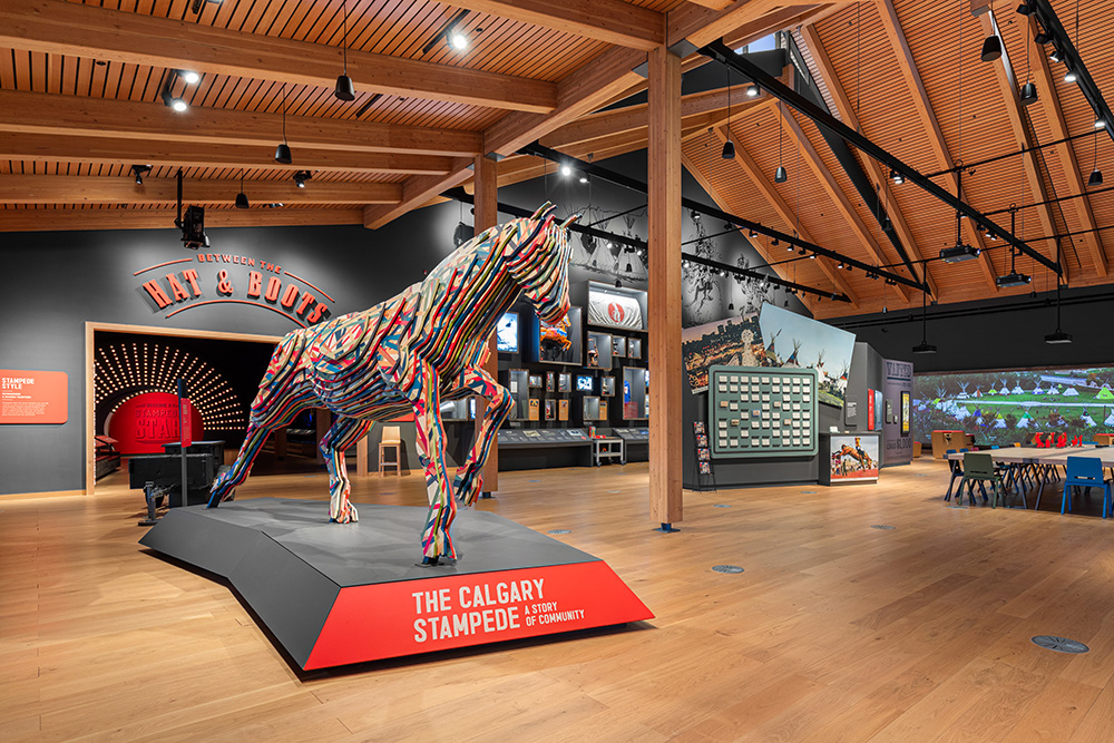 museum exhibit with custom-built displays, sculptures, and wall exhibits in Calgary Alberta.