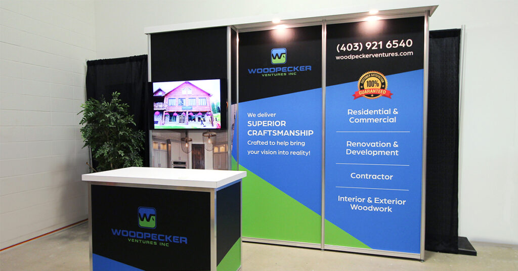 10x10 rental octanorm trade show display in Calgary, Alberta.